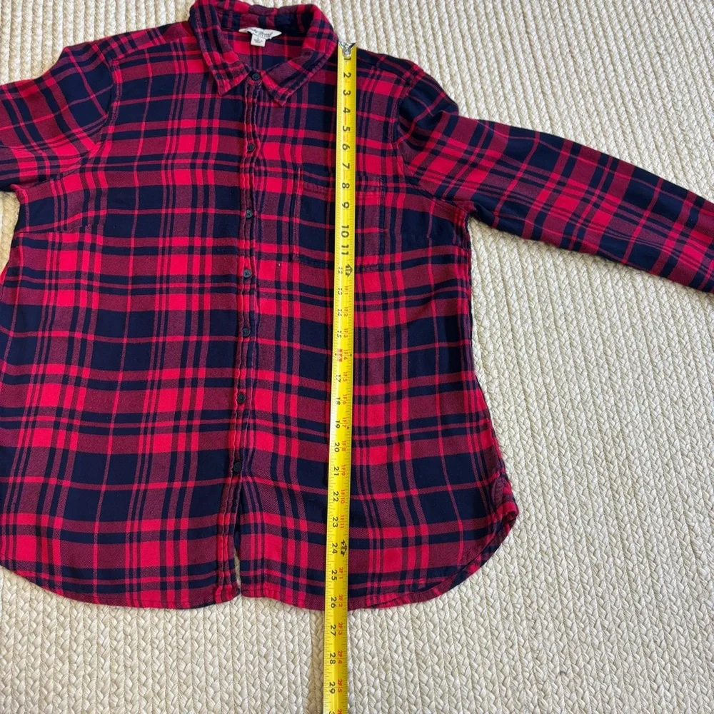 Lucky Brand Women’s Plaid Button Up Shirt Large Red Black Rayon Long Sleeve - Picture 8 of 11